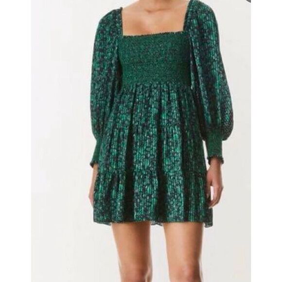 Alice + Olivia Green Rowen Tiered Bohemian Dress Size Large NEW - Picture 5 of 11